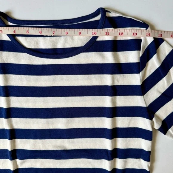 J.Crew Perfect Fit Striped Tee Blue Ivory Medium Fitted - Picture 5 of 8